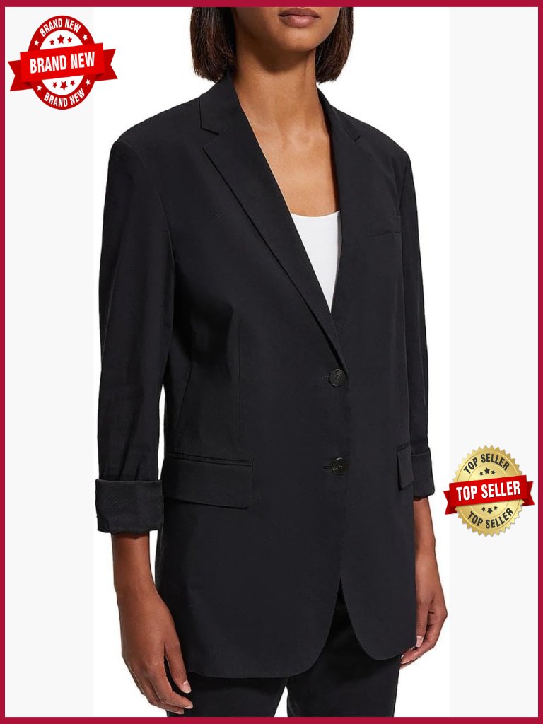 Rolled Sleeve Bf Jacket - Linen Blend Blazer